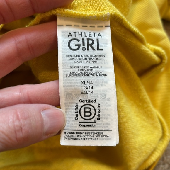 ATHLETA GIRL 14 Yellow x Simone Biles "Because I Can" Hoodie Kangaroo Pouch - Picture 7 of 10